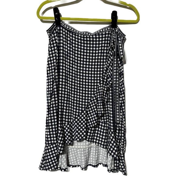 Max Studio Black and white print‎ wrap skirt with ruffle size L - Picture 1 of 3